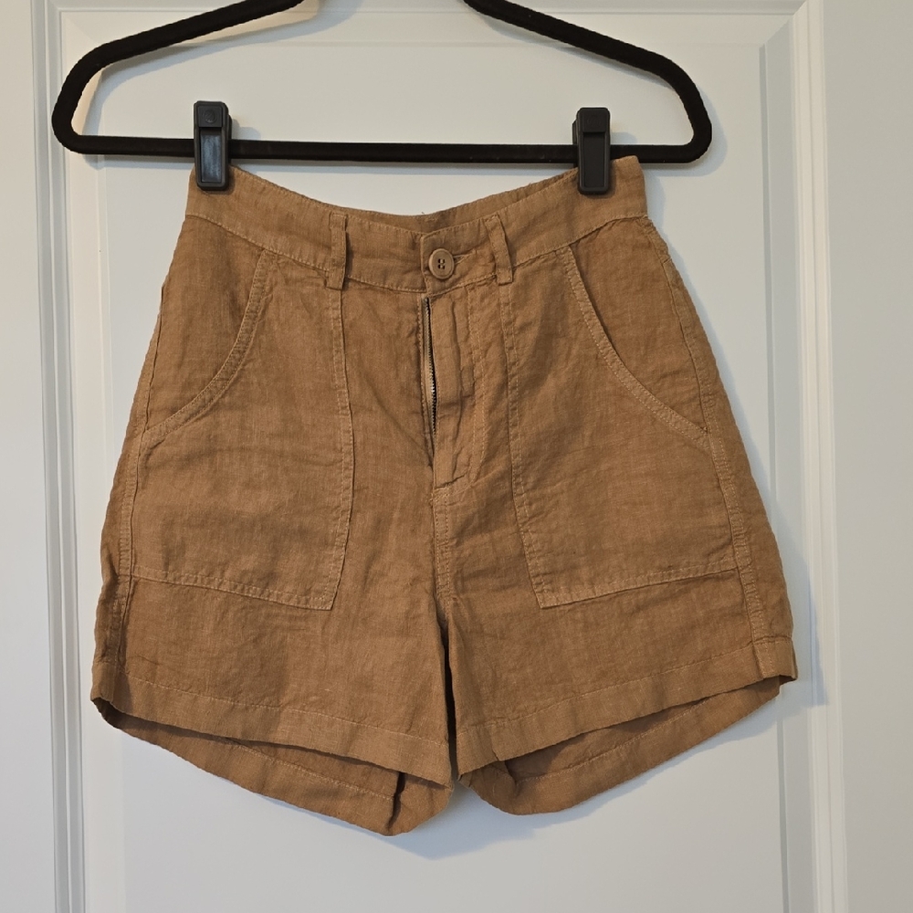 Enza Costa High Waist Shorts. 100% French Linen Size 0 NWOT